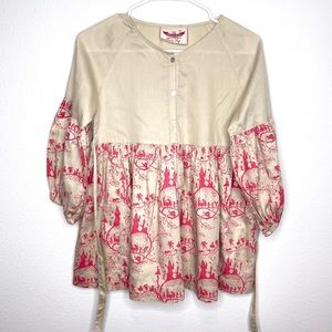 paper wings girls tan top tunic pink toile castles fairies